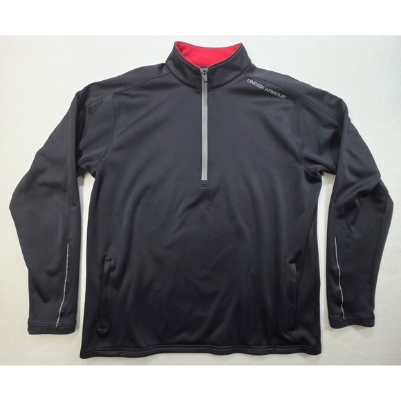 Under Armour Storm Pullover Jacket Mens M Black 1/4 Zip Micro Fleece Lined - Picture 2 of 10